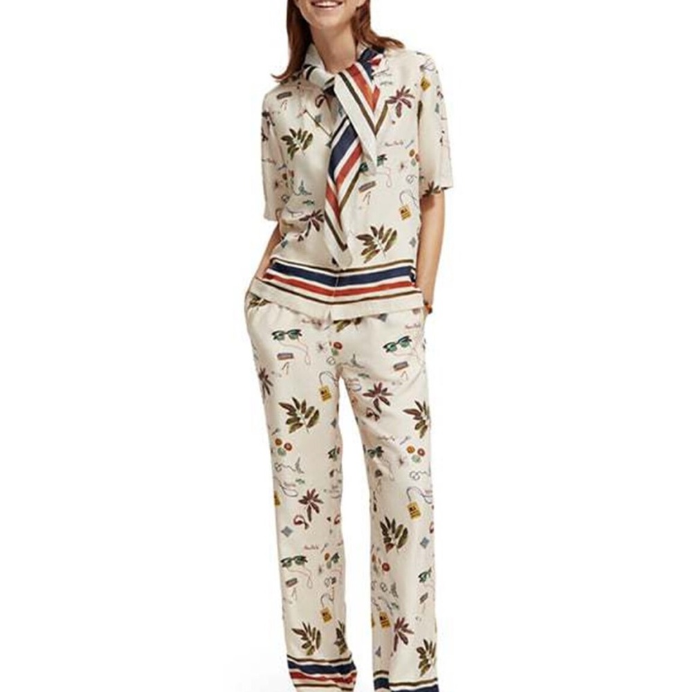 NWOT Scotch and soda border print camp shirt sz 34